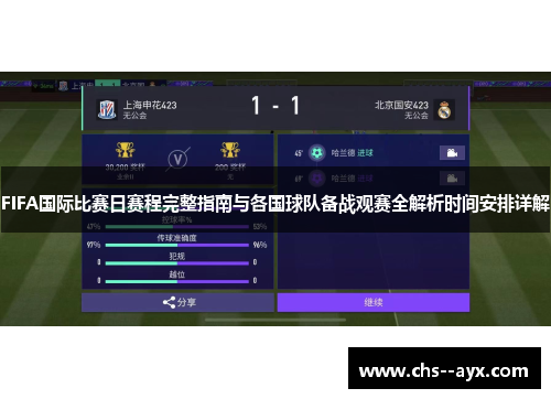 FIFA国际比赛日赛程完整指南与各国球队备战观赛全解析时间安排详解 FIFA国际比赛日赛程完整指南与各国球队备战观赛全解析时间安排详解